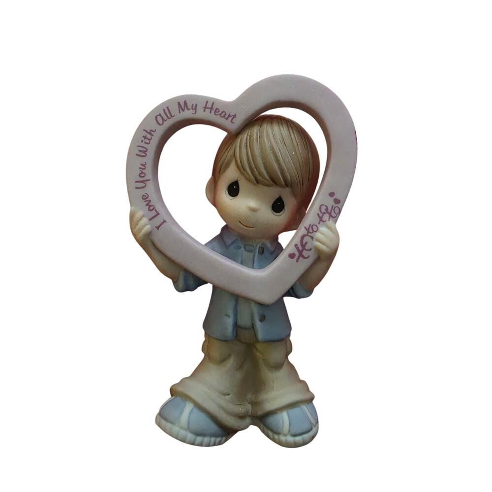 Precious Moments I Love You With All My Heart Boy Figurine 990028 Feather Mark